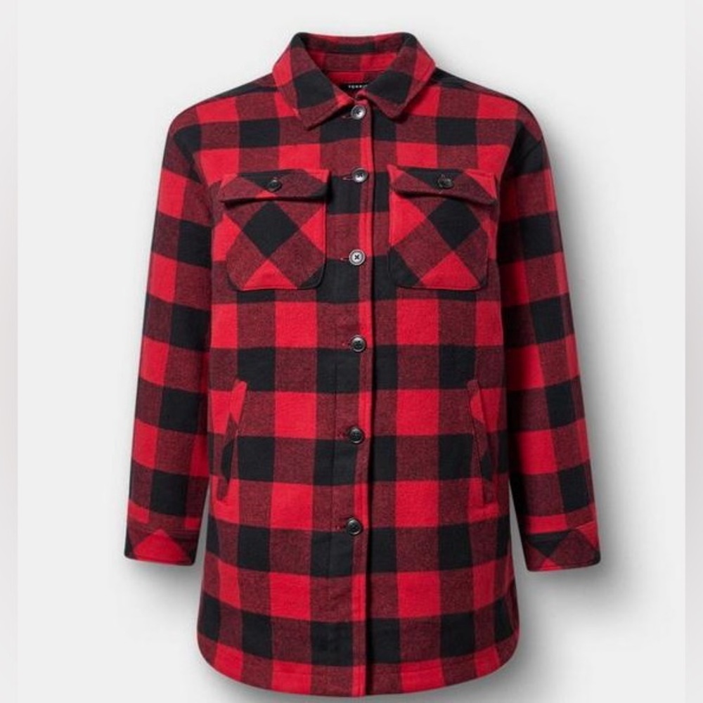 Torrid Red and Black Plaid Shacket